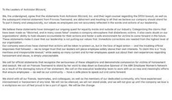 activision blizzard full letter 800 employees