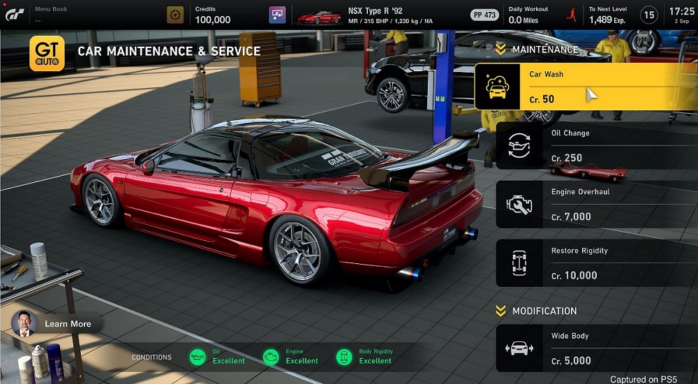 gran turismo 7 honda nsx car maintenance